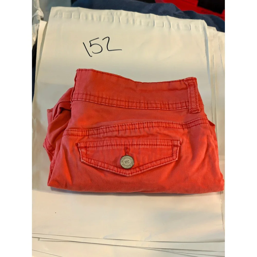 Aeropostale Womens Midi Twill Shorts Coral Pink Cuffed Size 00 7920 LXJHCH